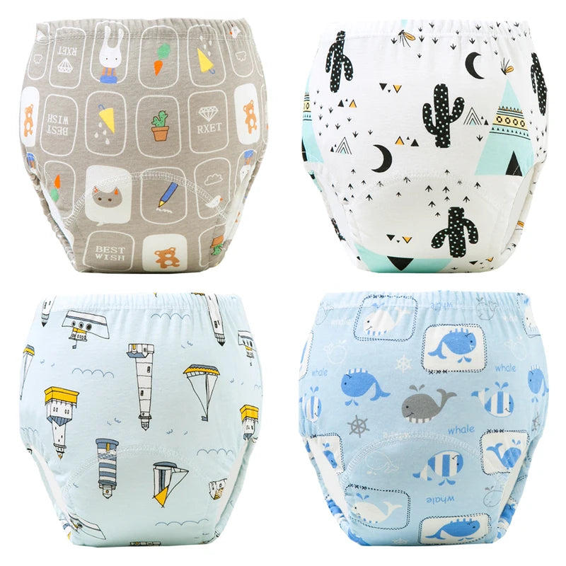 4PCS Baby Waterproof Diapers Pee Shorts Underwears Reusable Soft Ecological Cotton Toddler Potty Training Pants For Boys Girls by Smarsty