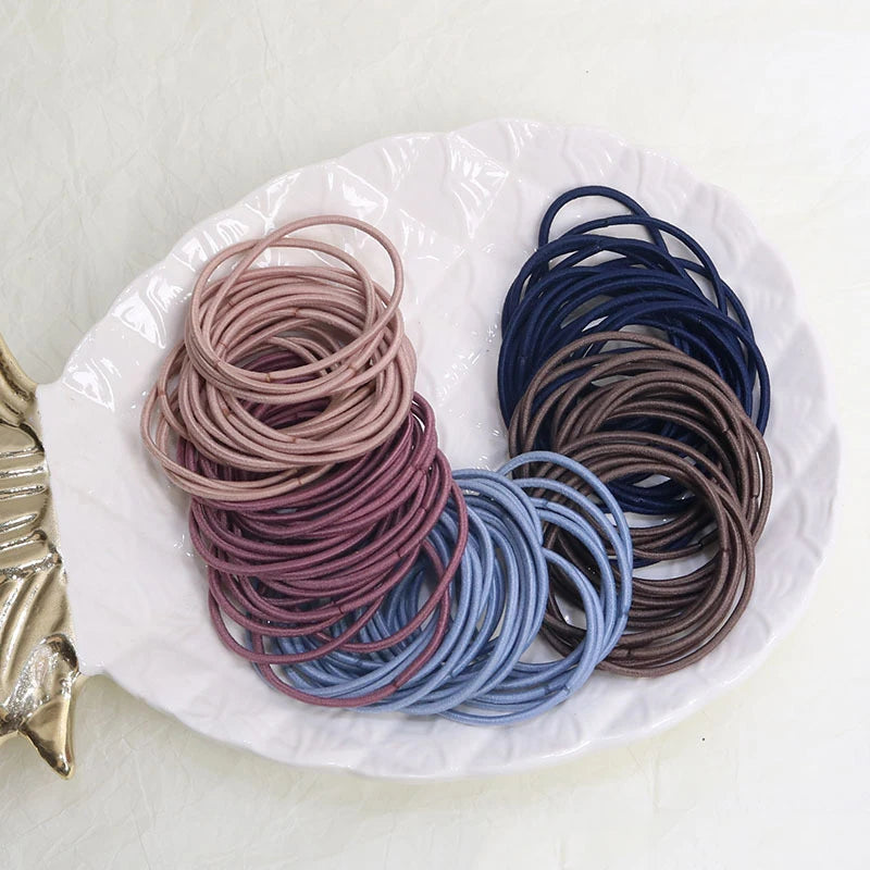 100Pcs Thin Hair Ties Elastic Bands No Crease Holds - Smarsty