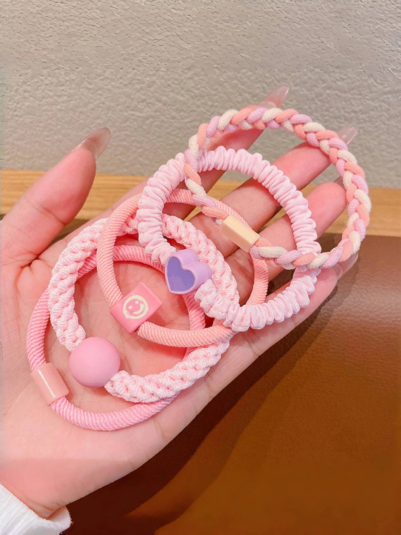 Girls Macaron Color Hair Bands Soft Elastic Five Pack - Smarsty