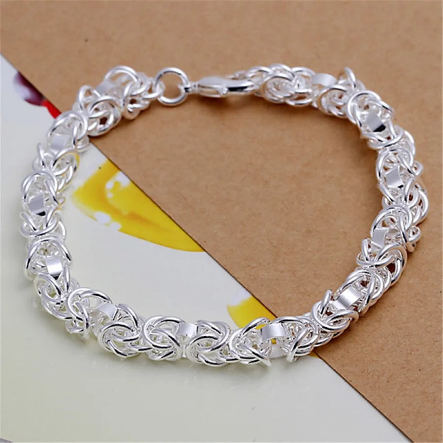 Sterling Silver Square Chain Bracelet Unisex Gift - Smarsty