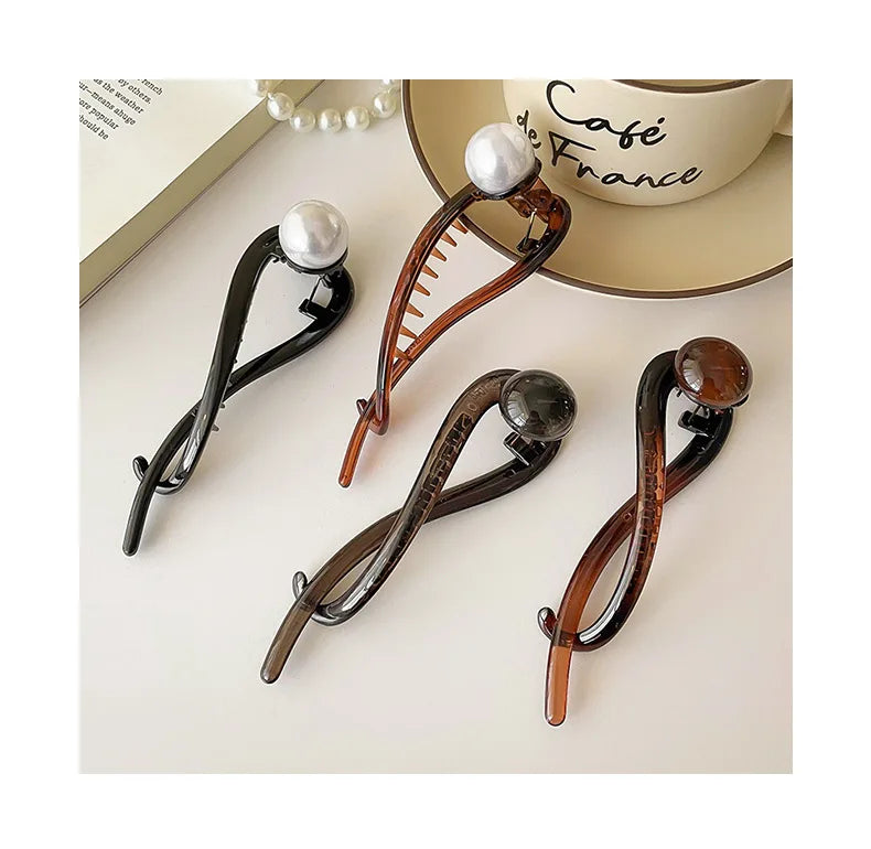 Twist Hair Clip with Imitation Pearl Design for Women - Smarsty