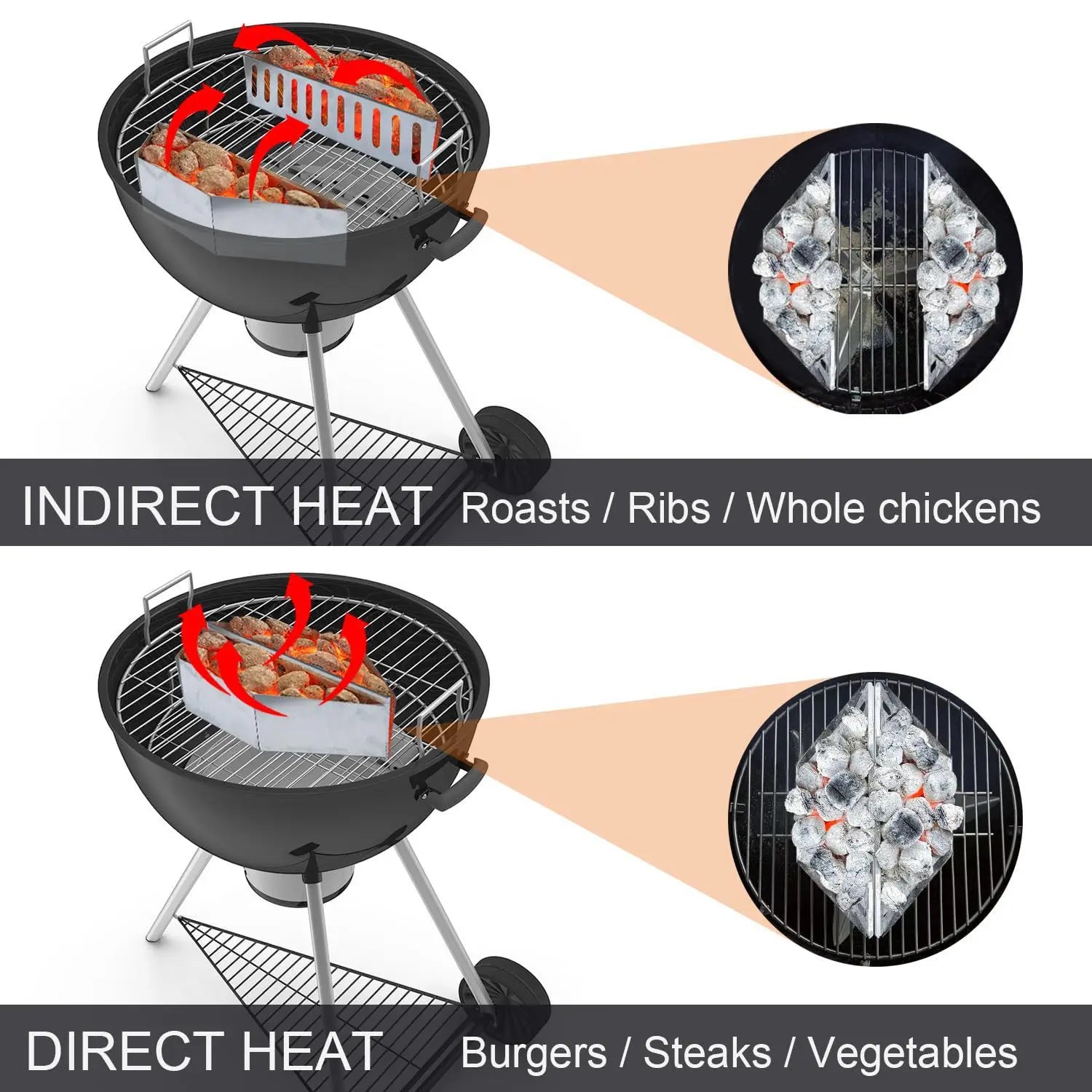 2Pcs Charcoal Grill Basket Holders Non-Stick Accessories - Smarsty