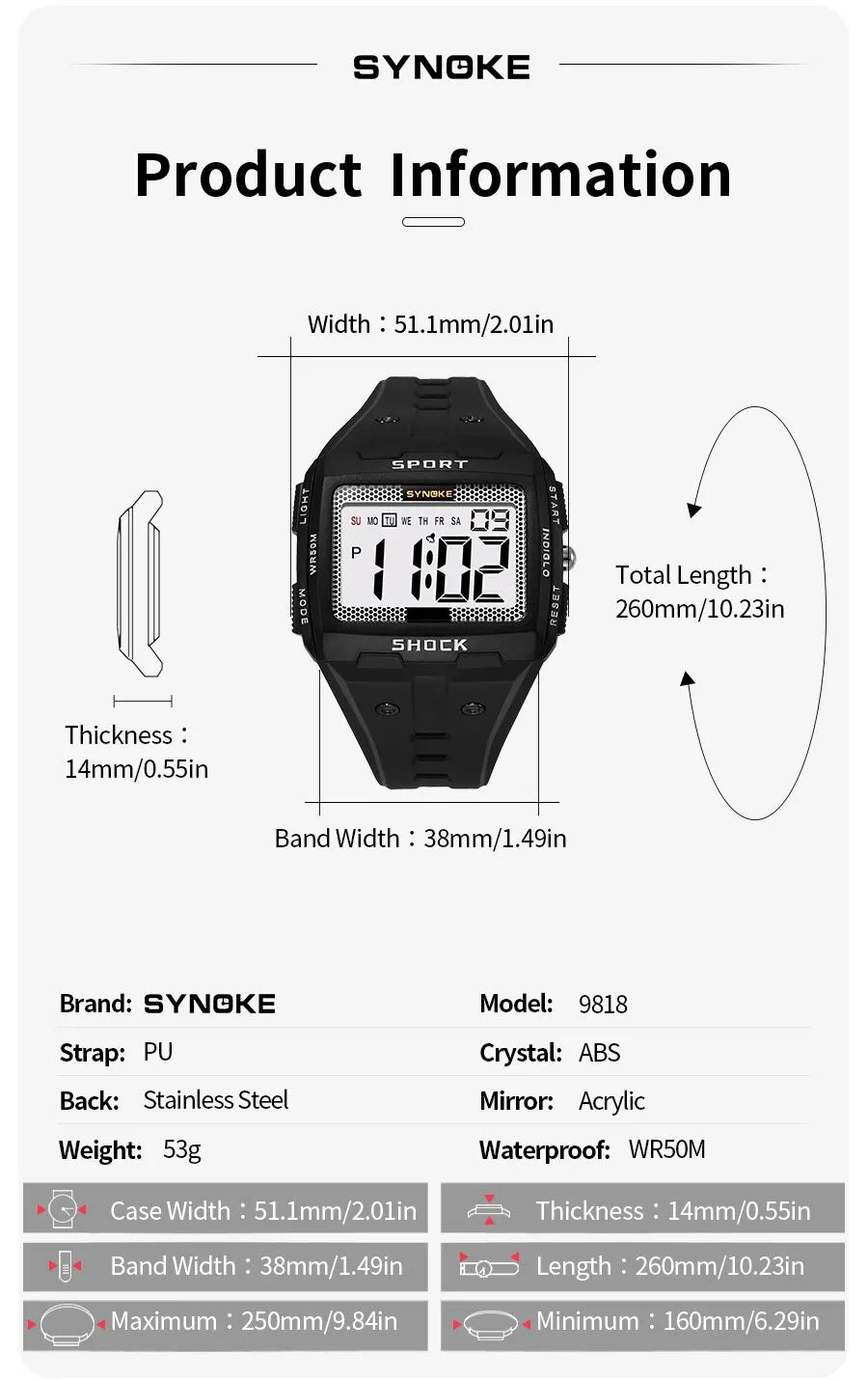 SYNOKE Waterproof Sports Watch with Night Glow Feature - Smarsty