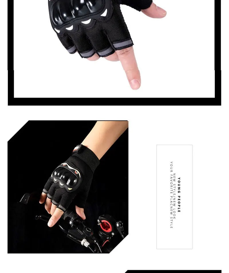 Men Half Finger Motorcycle Gloves Breathable Slip Resistant - Smarsty
