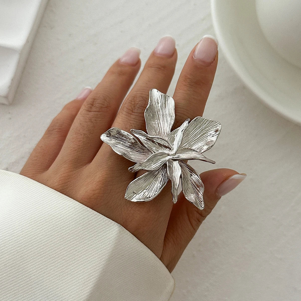 Double Layered Metal Flower Ring for Women - Smarsty
