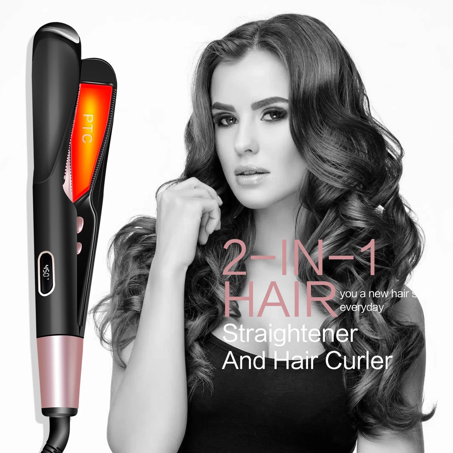 2 in 1 Hair Straightener and Curler with Fast Heating - Smarsty