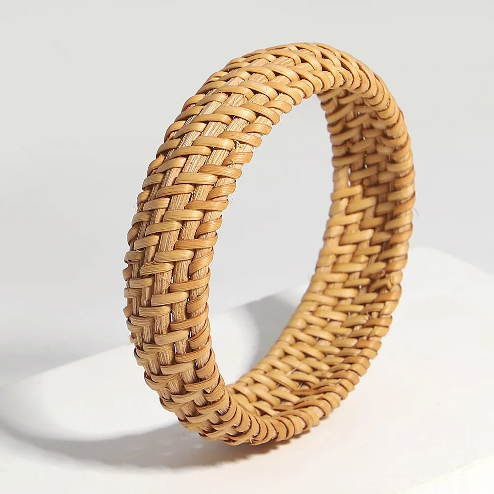 Boho Bamboo Rattan Weave Bracelet for Women - Smarsty