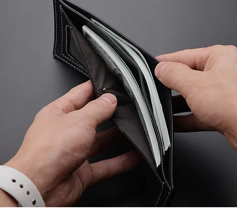 Pu Leather Men Short Wallet Thin Style Folding Young Men Credit Card Holder Wallet - Smarsty
