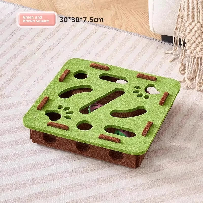 Cat Puzzle Toy Felt Puzzle Box Cat Exercise Toy With Ball Indoor Sports Entertainment Hunting Cat Toys For Indoor Cats - Smarsty