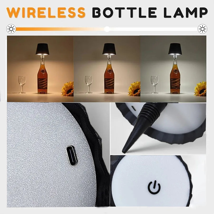 Wireless Bottle Lamp with 3-Color Touch Control - Smarsty
