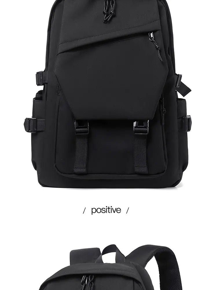 One 15 Inch Polyester Waterproof Solid Color Simple Men's Backpack Fashion Couple Student Computer Backpack