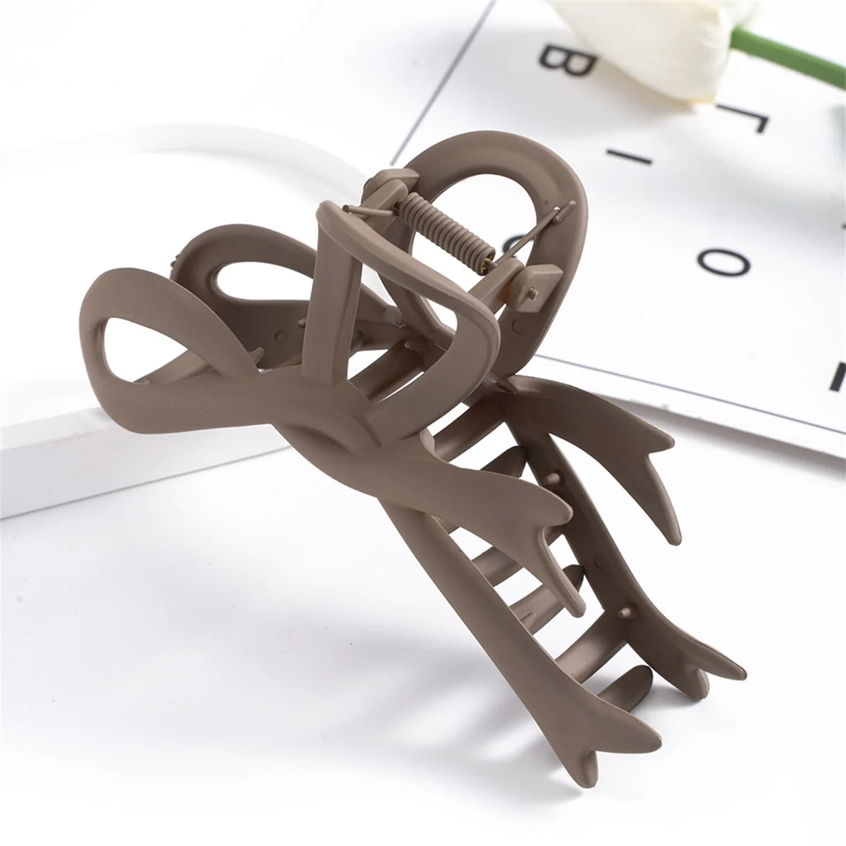 13cm Matte Ribbon Bow Hair Clips Strong Hold Vintage - Smarsty