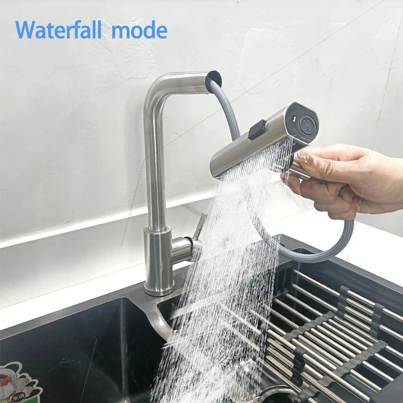 Flexible Stainless Steel Kitchen Faucet with Stream Shower Mode - Smarsty