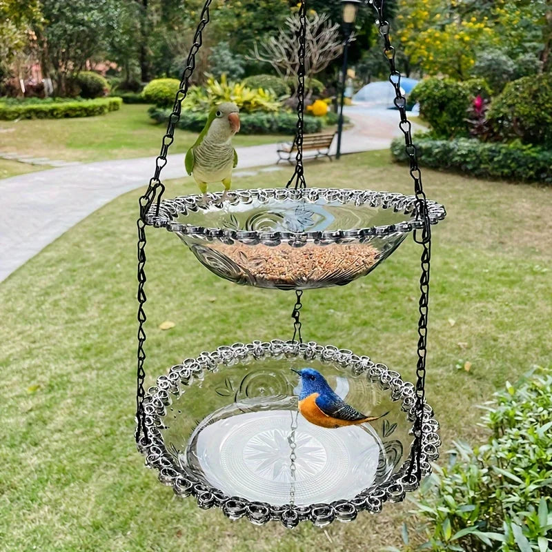 Durable 2-Layer Bird Feeder with Chain for Outdoor Use - Smarsty