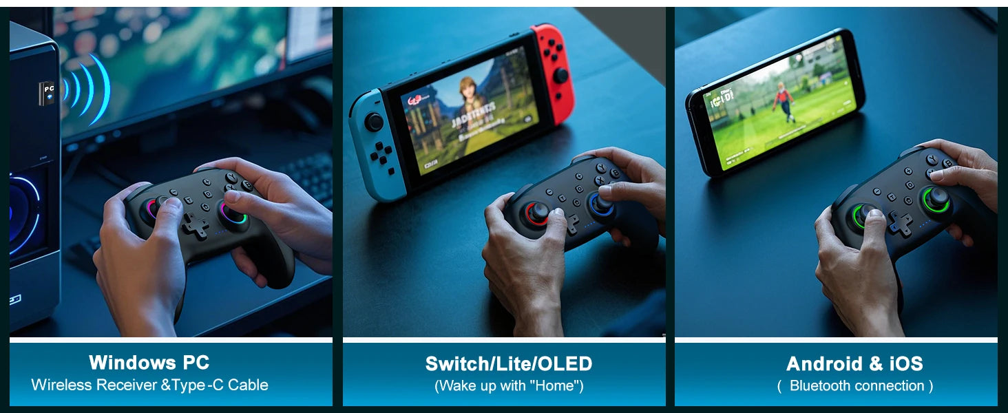 Dinofire Wireless Bluetooth RGB Controller for Nintendo Switch - Smarsty