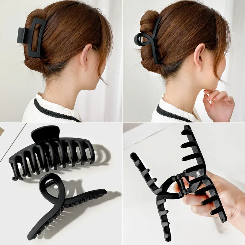 Elegant Black Geometric Hair Claw Secure Hold Easy Clip - Smarsty