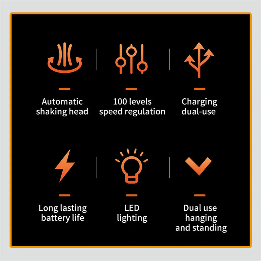 Camping Fan 20000mAh Rechargeable Portable Camping Circulator Fan Wireless Tent Ceiling Fan with LED Light and Hook