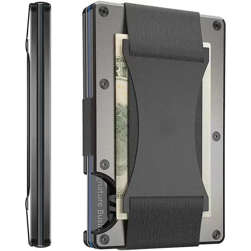 Carbon Fiber Metal Minimalist Slim Credit Card Holder Wallet Carteira for Men Cartera Tarjetero Hombre RFID Bank Cardholder Case