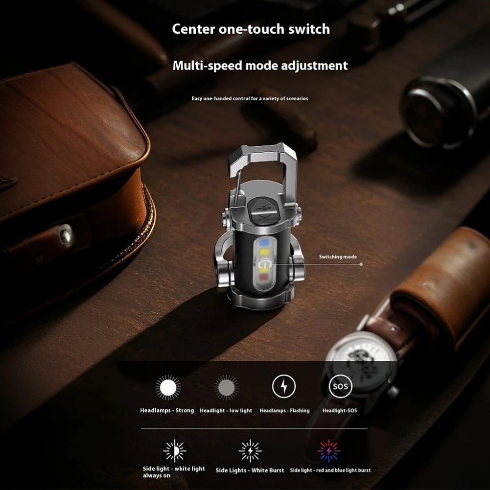 Mini Flashlight Multifunctional COB LED Keychain Flashlight 7 Gear Ultralight Camping Flashlight Waterproof for Camping Hiking