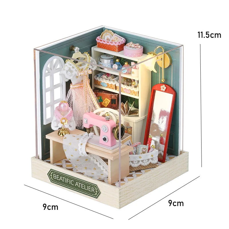 Wooden Doll House 3D Puzzle Assembly Building Model Kit Production Small Room Toys Home Bedroom Decoration With Furniture Light