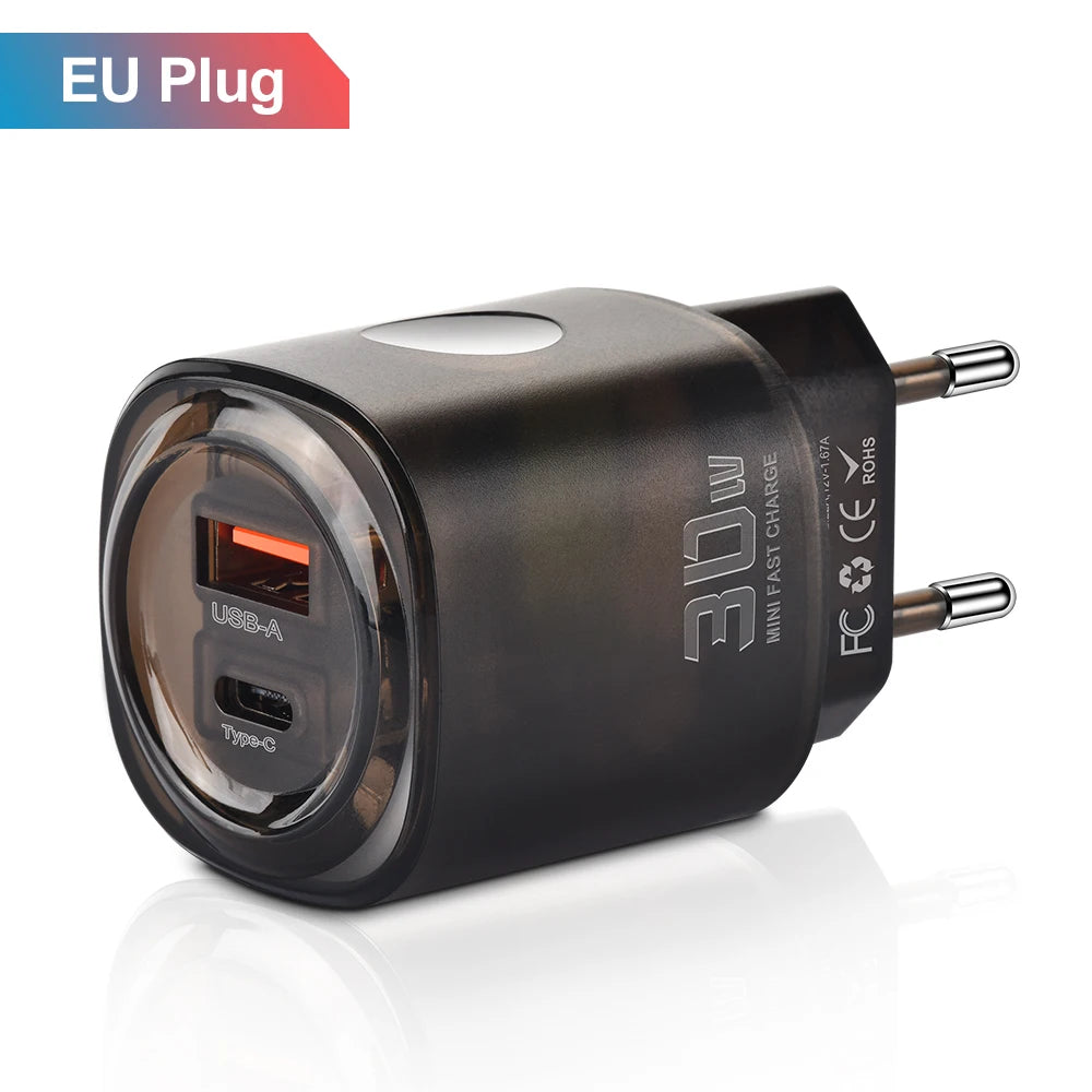 2 In 1 USB PD Charger Quick Charge 3.0 Transparent Design - Smarsty