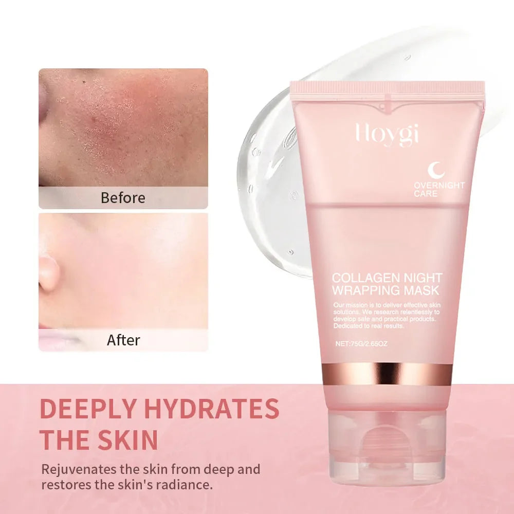 Collagen Overnight Wrapping Peel Off Facial Mask Set Korean Collagen Night Wrapping Mask Deeply Hydrates Night Care Mask Cream - Smarsty