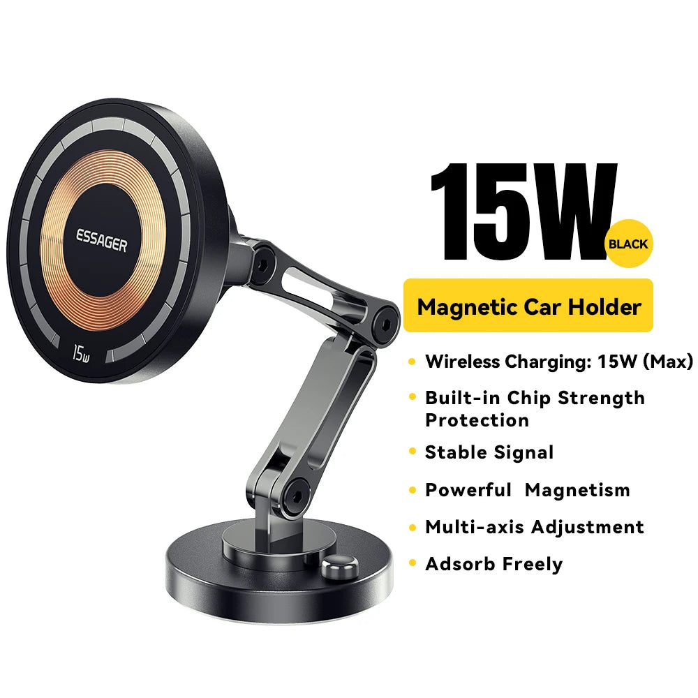 Magnetic MagSafe Wireless Car Charger Holder 15W Charging - Smarsty
