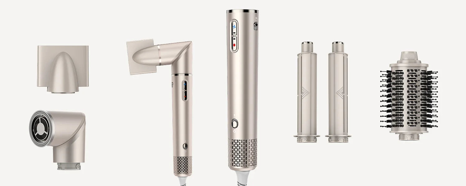 FENTGO Hair Dryer Brush & 5 in 1 Hair Styler, Silver, 110 Volts, 1400 Watts, Ionic Technology, Fast Drying, Multi Styler for Str