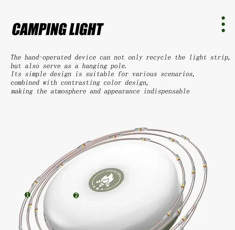 Camping String Lights,33Ft Light with Lanterns (2 in 1 Design),Camping Lights 2000mAh,IPX6 Waterproof,Rechargeable Flashlights by Smarsty