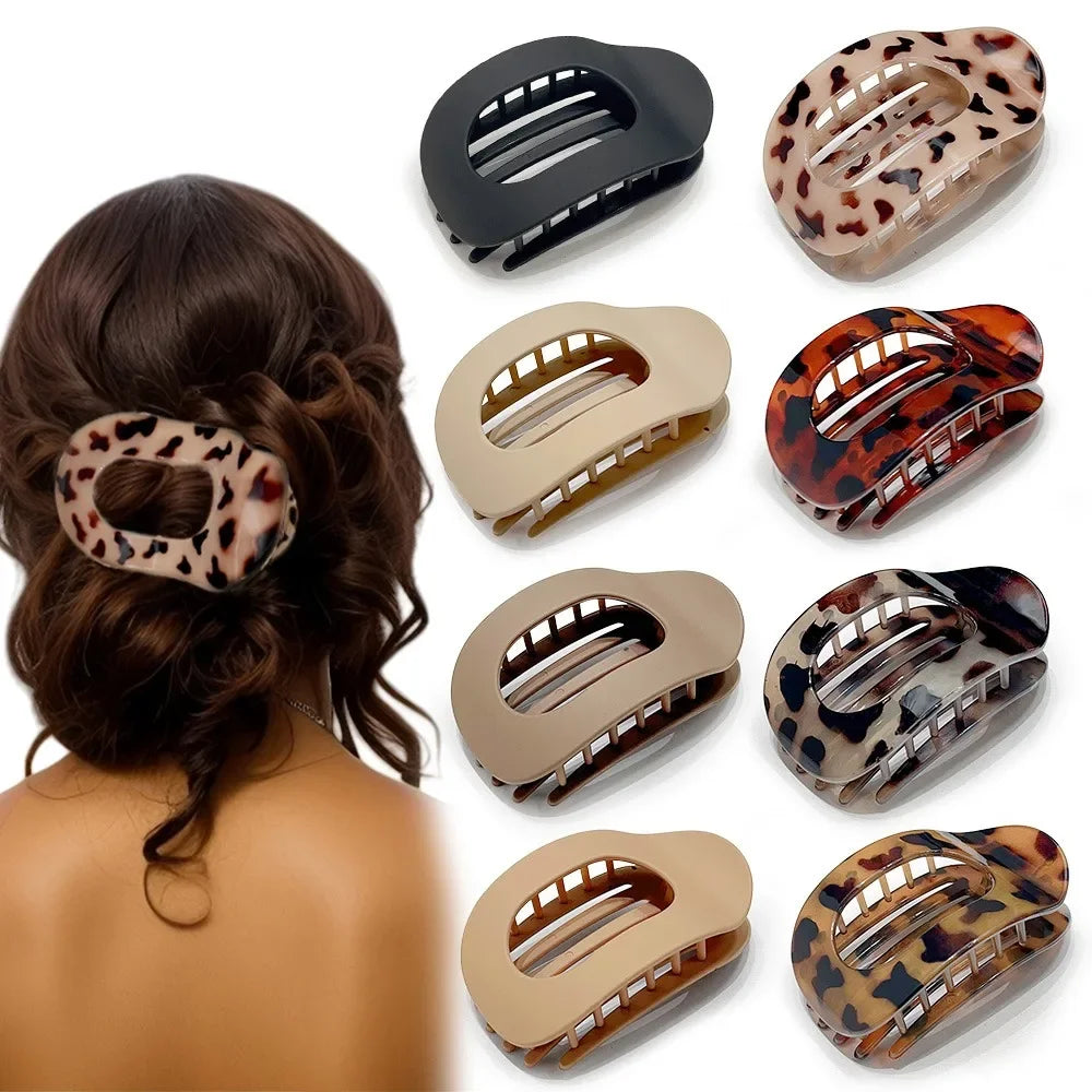 Fashion Leopard Oval Hair Claw Clip for Women - Smarsty