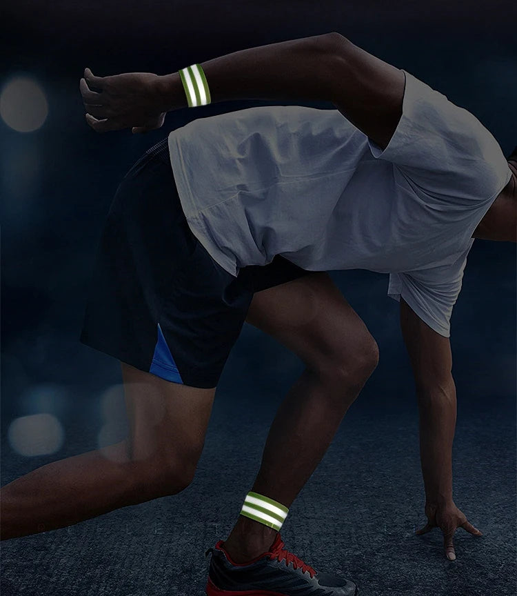 1 Pair Reflective Bands Elastic Armband Wristband Ankle Leg Straps Kids Safety Reflector Outdoor Night Cycling Jogging Running