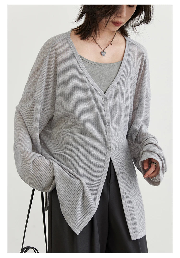 CHIC VEN Women's Cardigan New V-neck Long Sleeved Female Shirt Female Jumpers Sun Protection Woman Top Spring Summer 2024