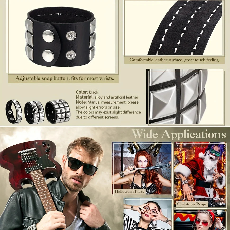 Punk Gothic Leather Nail Bracelet for Couples - Smarsty