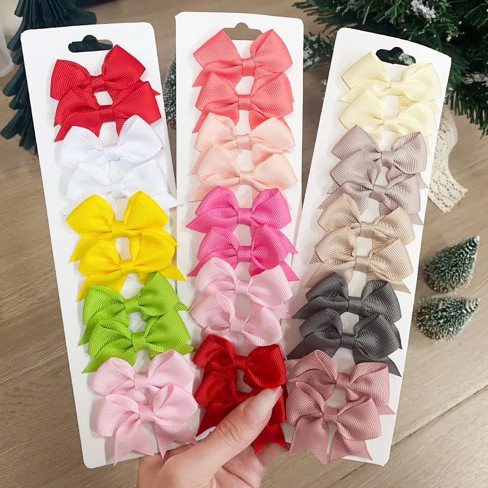Handmade Baby Girls Bow Hair Clips Set Nontoxic Soft - Smarsty