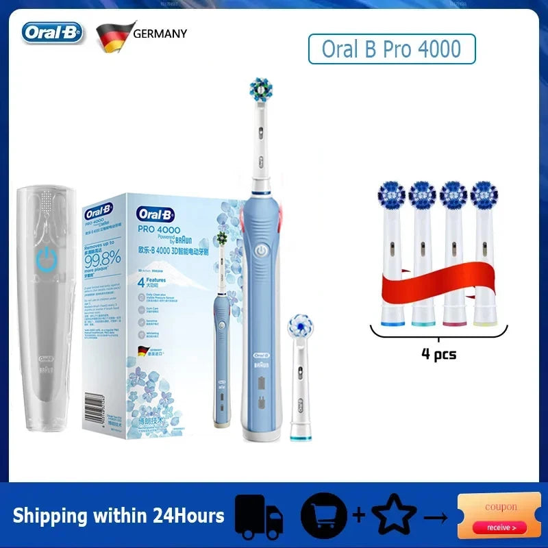 Oral B Electric Toothbrush Pro 4000 with Pressure Sensor - Smarsty