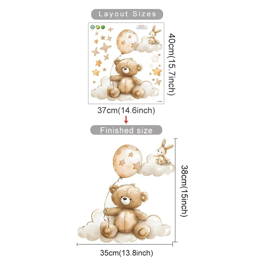 Cartoon Hot Air Balloon Animal Wall Stickers for Nursery - Smarsty