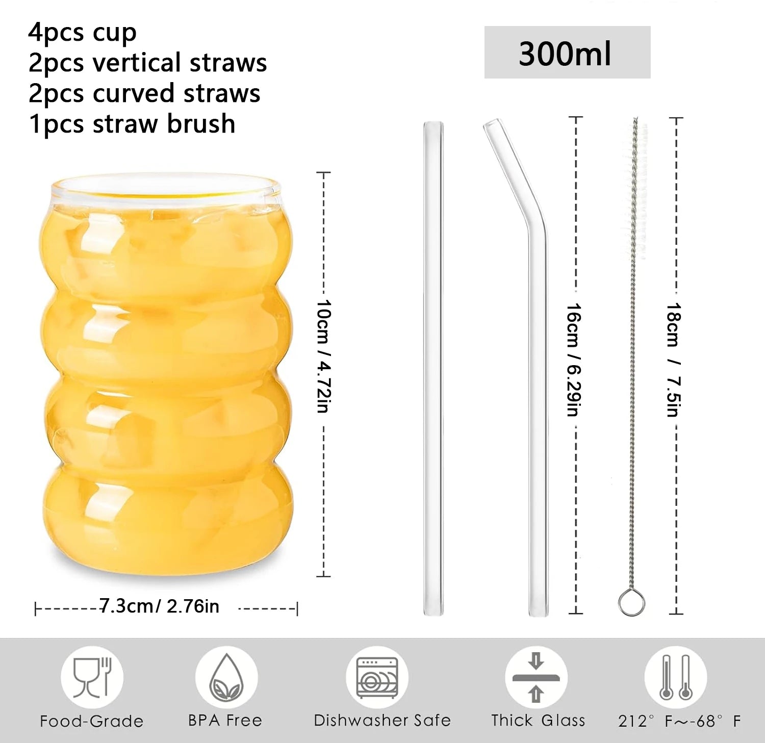 Creative Glass Cups Set with Straws for Stylish Drinking - Smarsty