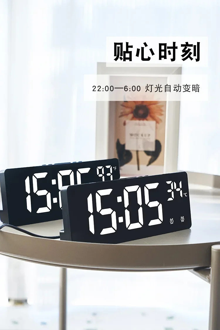 Voice Control LED Alarm Clock with Temperature Display - Smarsty