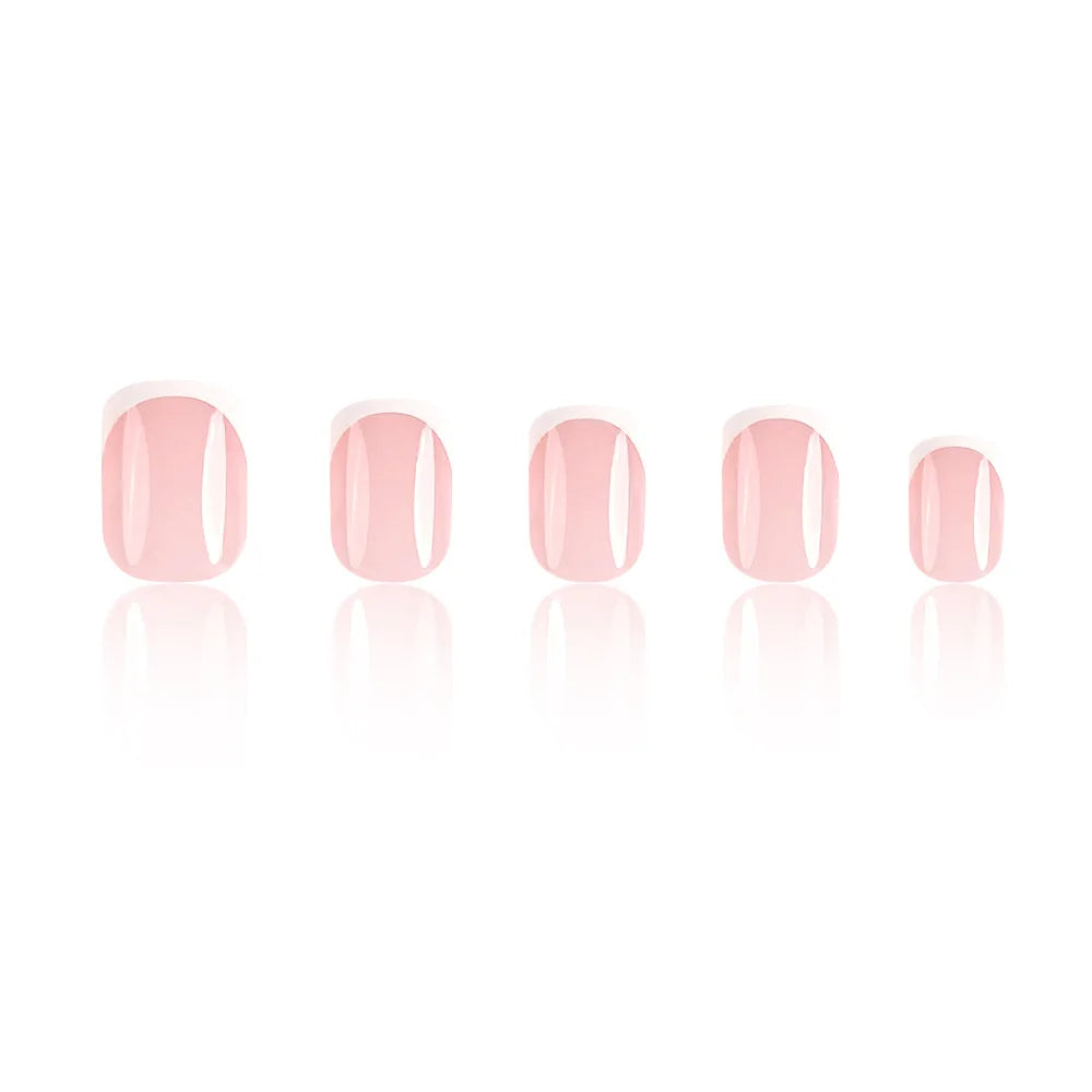24 Piece Short French Minimalist Nail Set with File and Gel - Smarsty