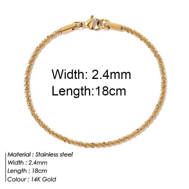 Gold Stainless Steel Twist Chain Bracelet for Women - Smarsty