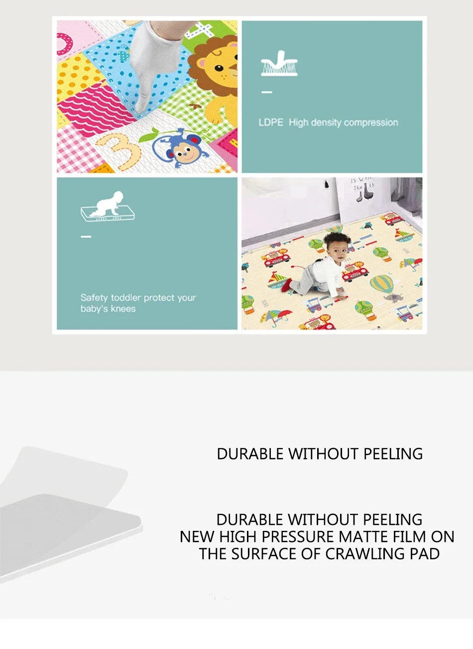 Foldable Baby Play Mat Children's Double-sided Pattern Protection Non-slip Activity Carpet Children's Educational Activity Mat by Smarsty
