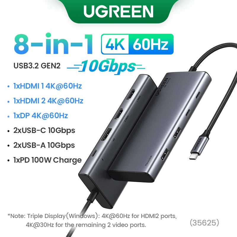 USB C Hub PowerDelivery Docking Station 4K Dual HDMI