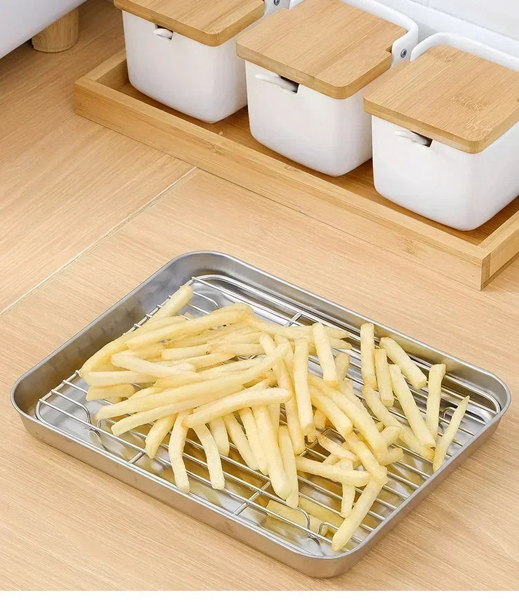 Stainless Steel Baking Pan with Rack for Grilling - Smarsty