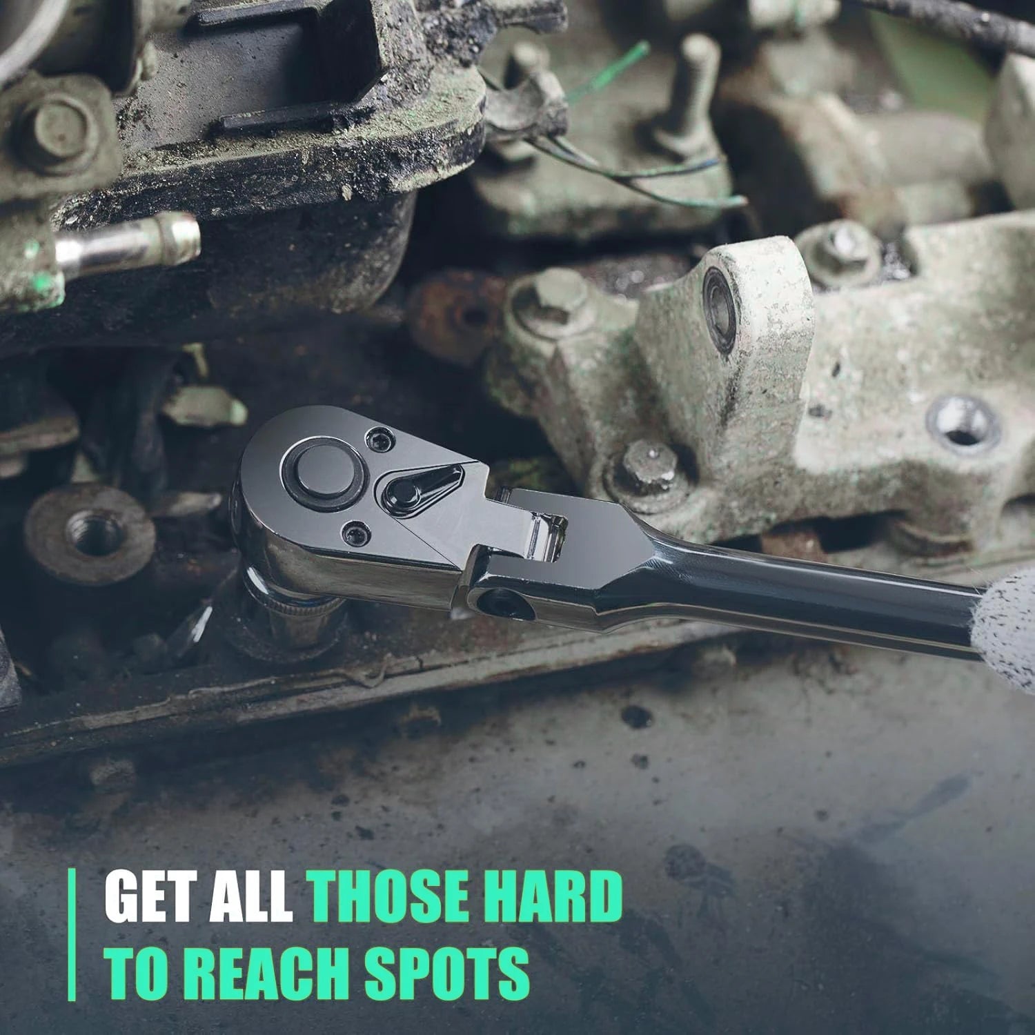 3-Piece Flex Head Ratchet Set, 1/4", 3/8", 1/2" Drive, 72-Tooth Ratchet with Chromium Plating Quick Release Reversible Design