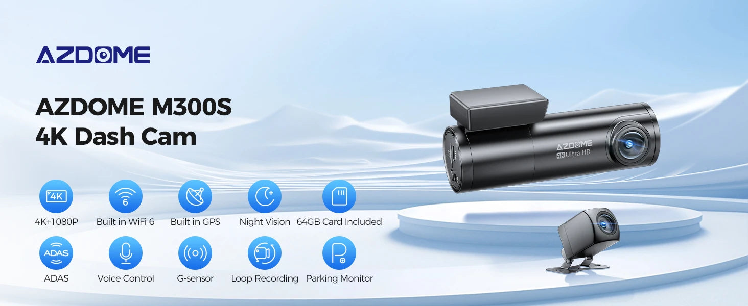 Dual Dash Cam 4K Night Vision With GPS ADAS Parking - Smarsty