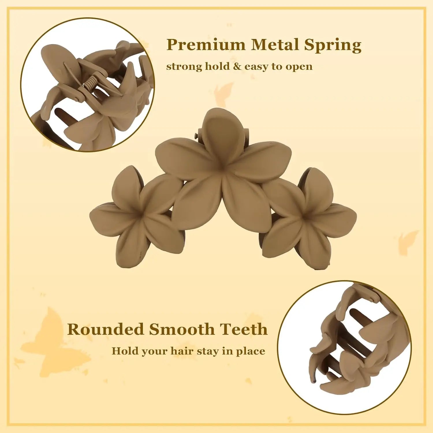 Flower Hair Claw Clip Set Non Slip Matte Beach Style - Smarsty