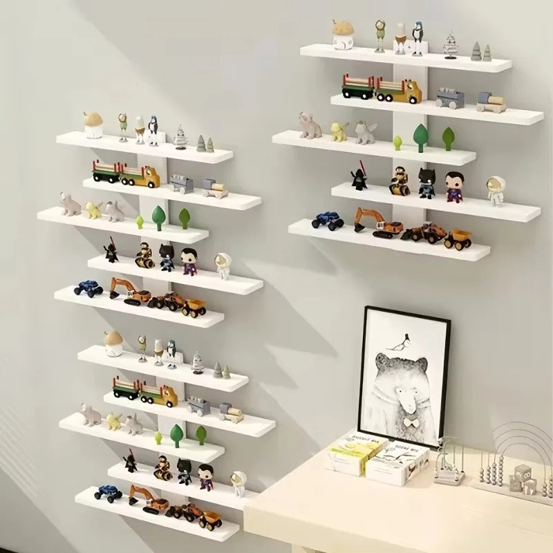 5-Tier Adjustable Wall-Mounted Display Shelf for Action Figures, Small Building Blocks & Collectibles - Modern Home Decor Storag by Smarsty