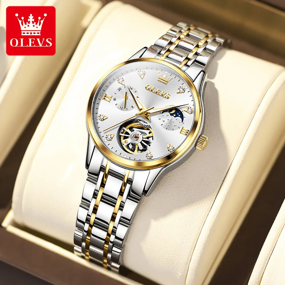 OLEVS Womens Automatic Mechanical Watch Waterproof Stainless Steel - Smarsty
