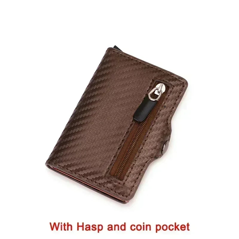 Carbon Fiber Rfid Blocking Men ID Credit Card Holders Wallet Leather Metal Business Bank CreditCard Cardholder Case Carteras