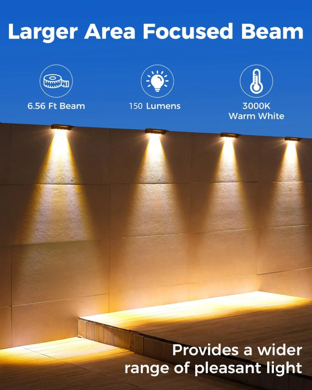 2 Pack Solar Wall Lights Waterproof LED Outdoor Lighting - Smarsty